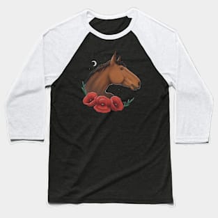 Horse & Poppies Baseball T-Shirt